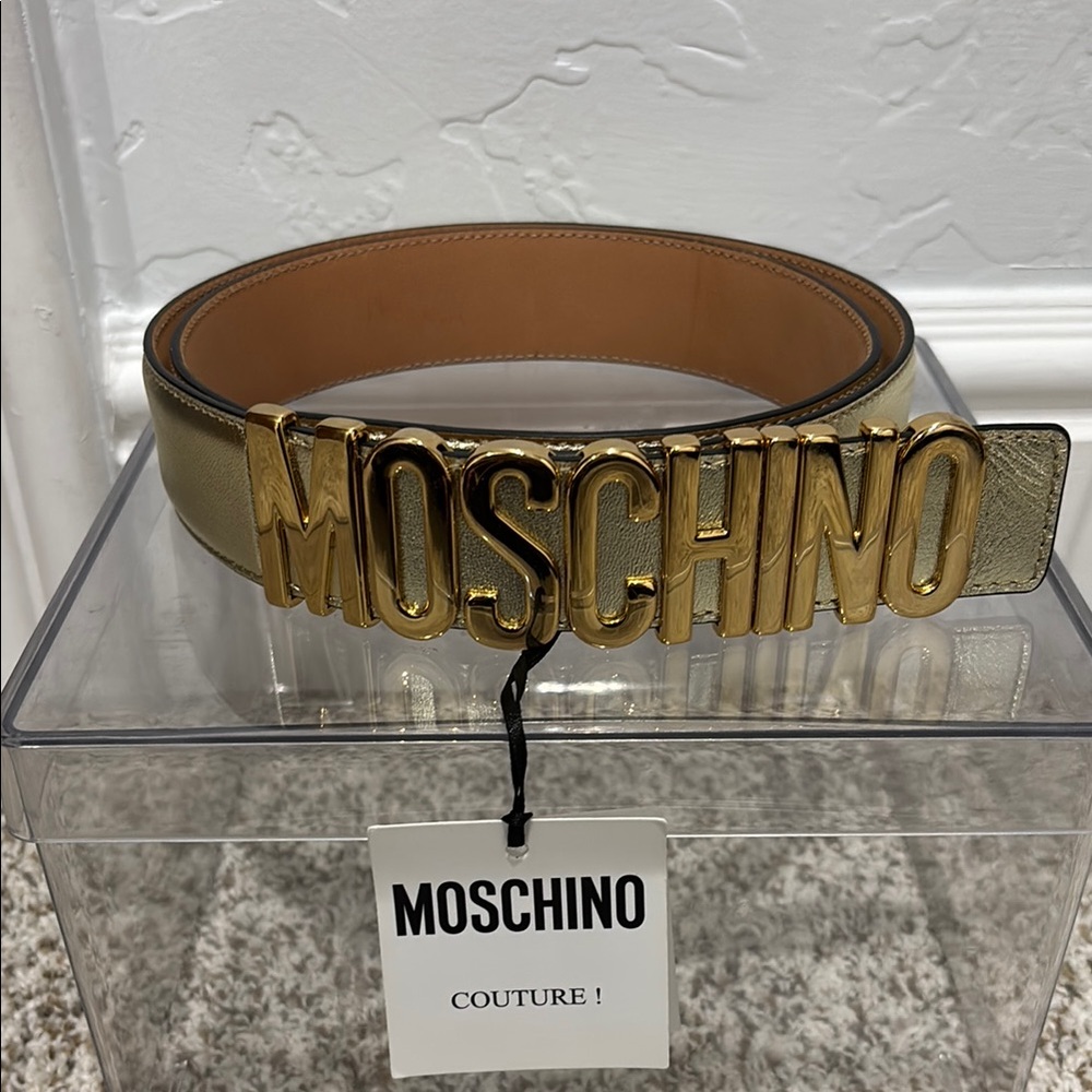 Moschino Gold Leather Belt
